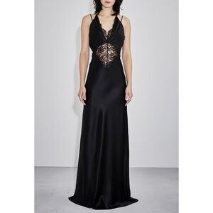 NEW Et Ochs Maria Gown (Sz 4) Silk Satin Metallic Lace Maxi Dress Black